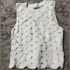 Alice + Olivia White Crochet Sleeveless Top